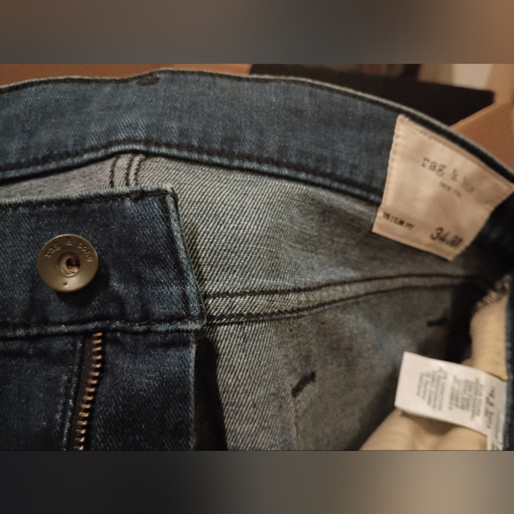 rag & bone Dark Blue Slim Fit Jeans - Picture 2 of 7